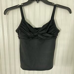 La Blanca Twist Ruched Front Flattering Tankini Swim Top Black Size 6